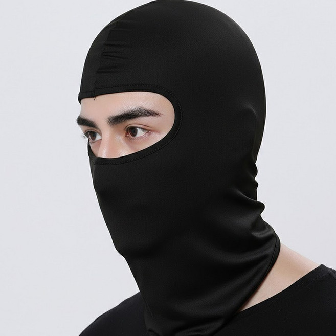 야외 활동과 오토바이 라이딩 전용 풀페이스 쿨링 후드 마스크, 블랙