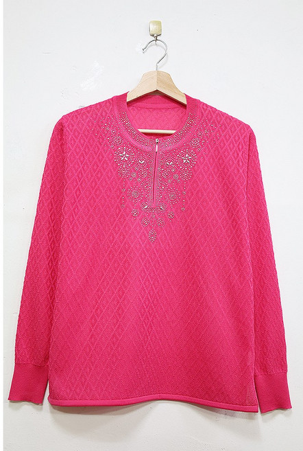 형제상회 할머니티 라운드 집업 니트 춘추 할머니옷 0026SF20