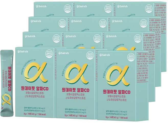 솔리치 원데이핏 알파CD 알파시클로덱스트린 난소화성말토덱스트린, 42g, 12개