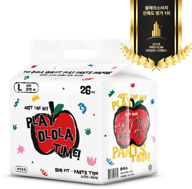 오로라 스킨핏 플레이 팬티기저귀 여름기저 대형 26매x1팩, 대형(L), 26매