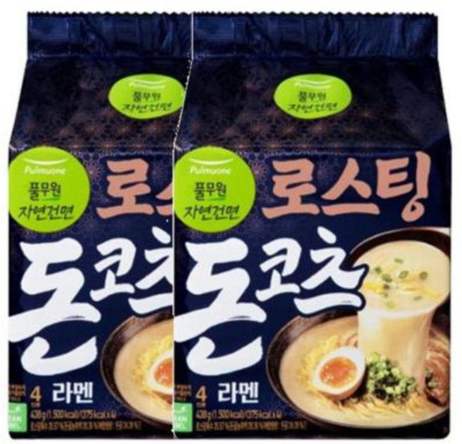 풀무원 자연 건면 로스팅 돈코츠 라멘 438g, 2개