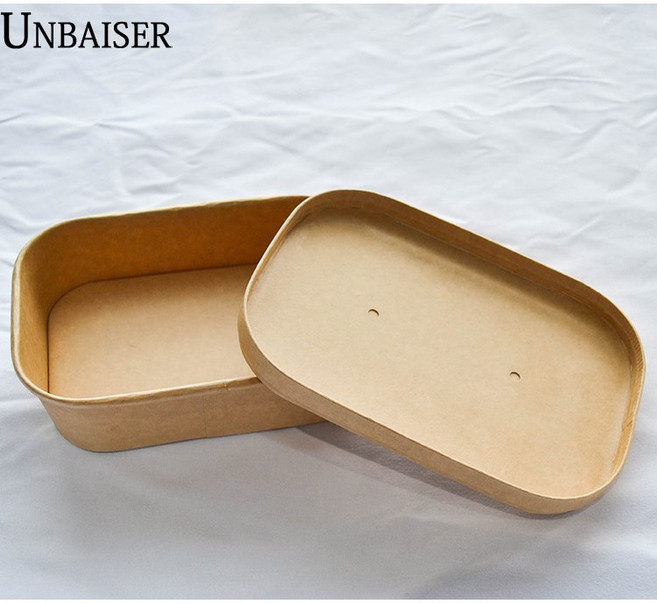 UNBAISER-크라프트 도시락 트레이 종이 용기 샌드위치 케이스 김밥 떡 만두 햄버거 크로플 포장 상자, 500개