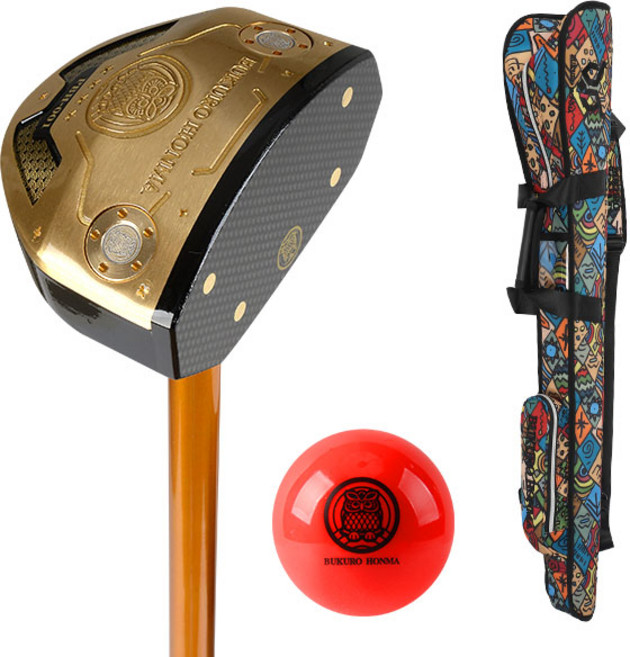 부쿠로혼마 우드 4스타 A세트 (가방 볼) 파크골프협회 공인 대회용 파크골프채 남녀, 남성용 85cm, 인디언+파크골프공 레드, L, 90도