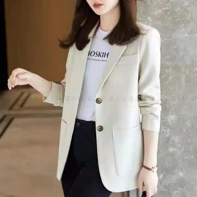 꽃소담 여성 봄가을 루즈핏 베이직 블레이저 면접 정장 자켓 캐주얼 테일러드 기본 정장자켓 유니폼 MAL26A190
