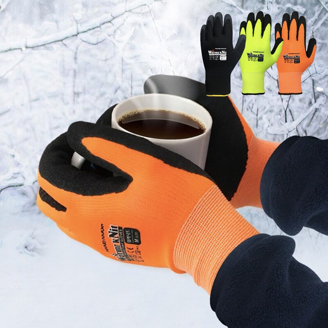핸드맥스 워머니트 작업용장갑 안전장갑 등산 방한 기모 겨울장갑, S, 1개, 형광노랑