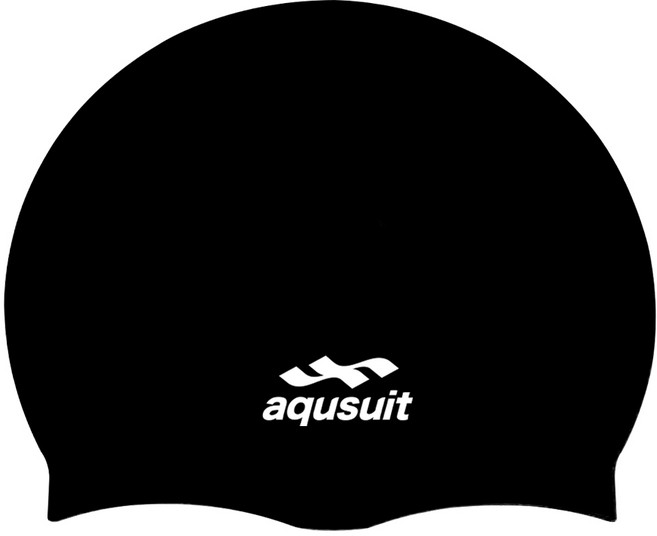국내생산 아퀴스트 로고 실리콘 수영모자 실내수영장 생존수영용품, 블랙, 1개