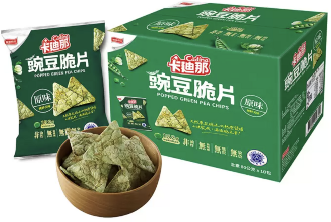 卡迪那豌豆脆片原味，非油炸無添加，酥脆健康零食，獨立包裝方便分享, 800g, 1箱