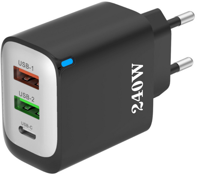 240W 초고속 충전기 3포트 2USB+1PD type-c SJCDSYL, 1개, 블랙