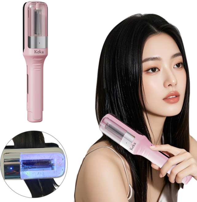 무선 손상모 컷팅기 손상모 셀프커팅 자르기 고데기 헤어 트리머, 핑크