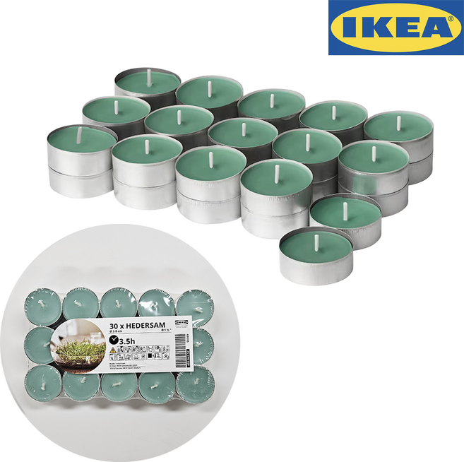 이케아 티라이트 캔들 향초 30P, 1개, 350g, 신선한풀향