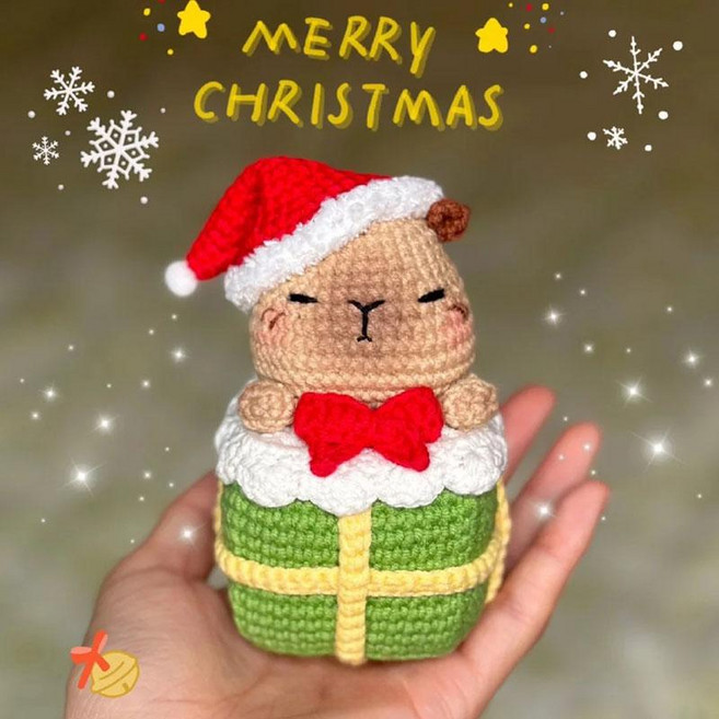 손뜨개 키트 카피바라 인형 영상 포함 가방뜨기 DIY, 1개, 2024 크리스마스 카피바라