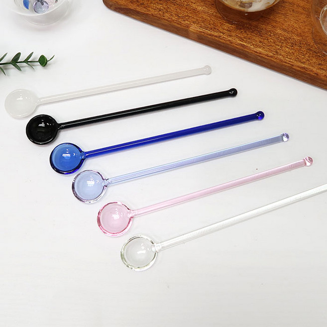 Bestra 홈카페 원형 롱 유리머들러, 원형 6개 색상, 1개