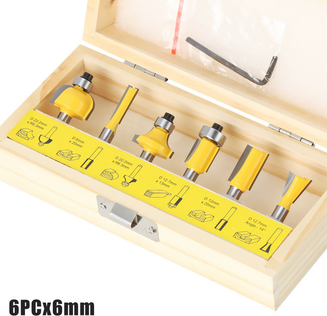 트리머비트 6mm 샹크 6종 세트 트리머날 초보자용, TB6-SET6, 1개