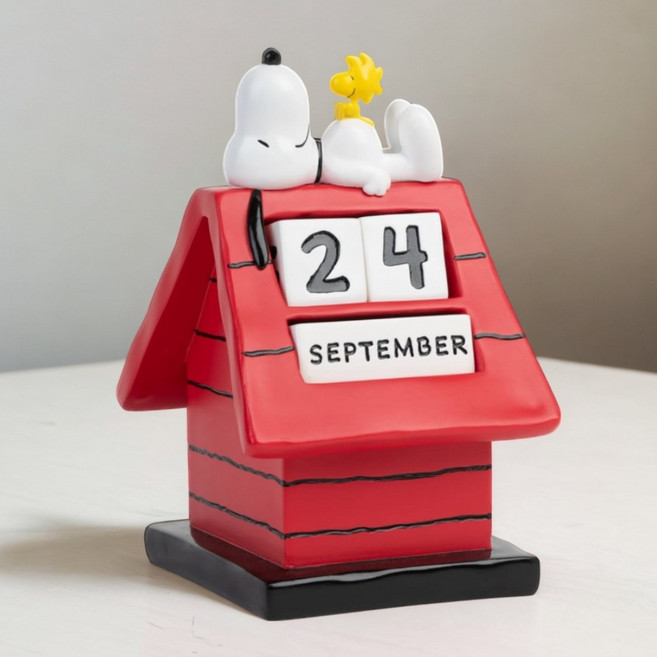 스페인 그루포 에릭 피너츠 스누피 피규어 3D 달력 영구 사용 탁상 캘린더, 1개, 혼합