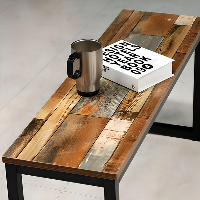 와이디 멀바우 인테리어 2인용 벤치의자 YWC2082-BK, 빈티지