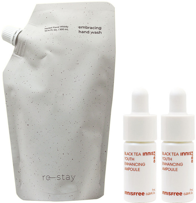 이니스프리 리스테이 임브레이싱 핸드워시 480ml(리필)+(블랙티 앰플7mlx2개 증정), 480ml, 1개