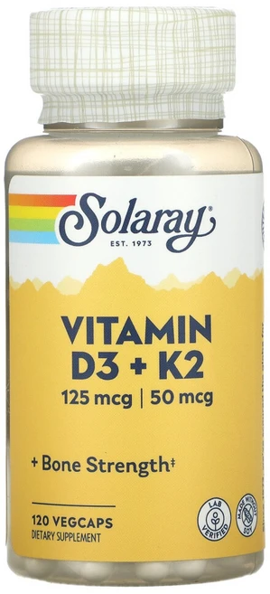 Solaray 비타민D3 + K2 대두 무함유 베지 캡슐 120정, 1개 - 쿠팡