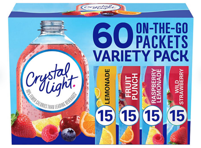 크리스탈라이트 버라이어티 팩 레모네이드 + 프루트 펀치 + 라즈베리 레모네이드 + 와일 스트로베리 60개입, 1개