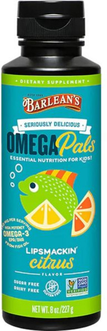 Barlean's Omega 3 Fish Oil Liquid Supplement for Kids 540 mg of EPA and DHA Fatty Acid for & Eye, Lipsmackin' Citrus, 8 Ounce (Pack of 1), 1개, 227g
