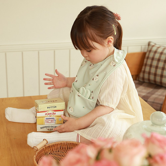 마롤로뜨 아기 방수 턱받이 일반형 유아 똑딱이 침받이 자기주도 이유식, 1개, 1개입, 마뭉이_방수턱받이