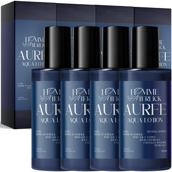 [판테놀함유 남자로션] 3+1 아우페 옴므 아쿠아 로션 에멀전 에멀젼 남성 남자 대용량 수분 진정 보습 올인원, 4개, 200ml