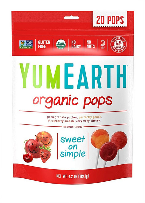 YumEarth 야미얼스 롤리팝스 글루텐프리 4.3oz(124g) 2팩, 124g, 2개