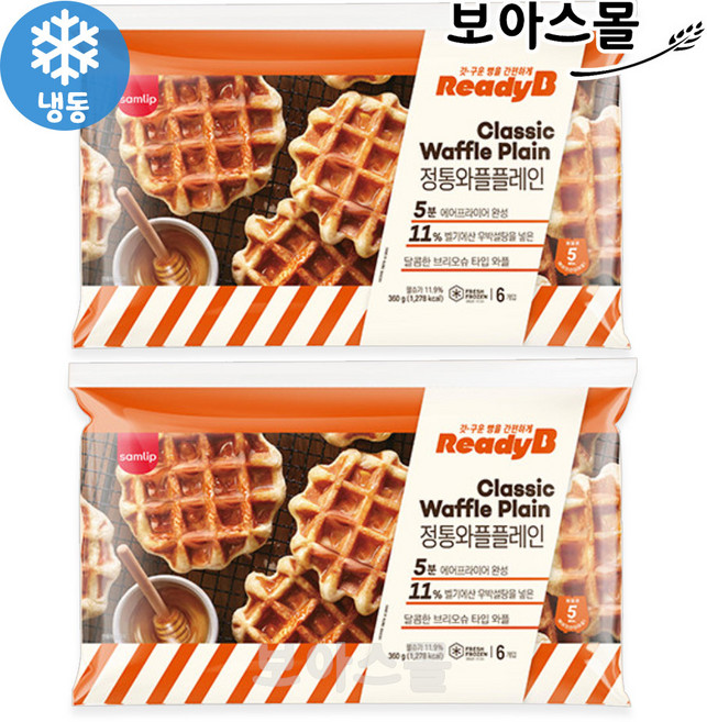 삼립 레디비 정통와플 플레인 360g (60g x 6개입) 아이스팩 기본제공, 2개