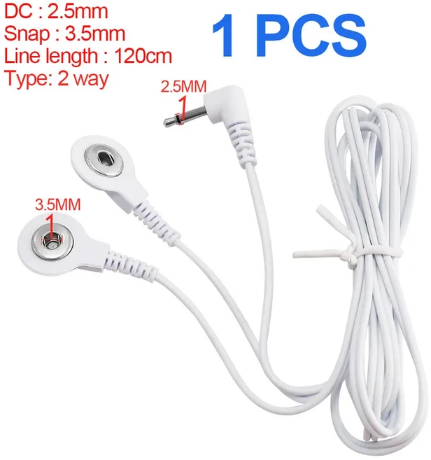 2/4 웨이 3.5mm 버튼 십 침술 마사지 전기 신경 근육 자극기 전극 패드 용 전극 케이블 라인 와이어, 02 Snap 2-Way