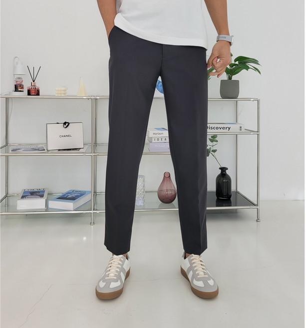 Amarej 남성용 프리미엄 슬랙스 밴딩 바지 9부