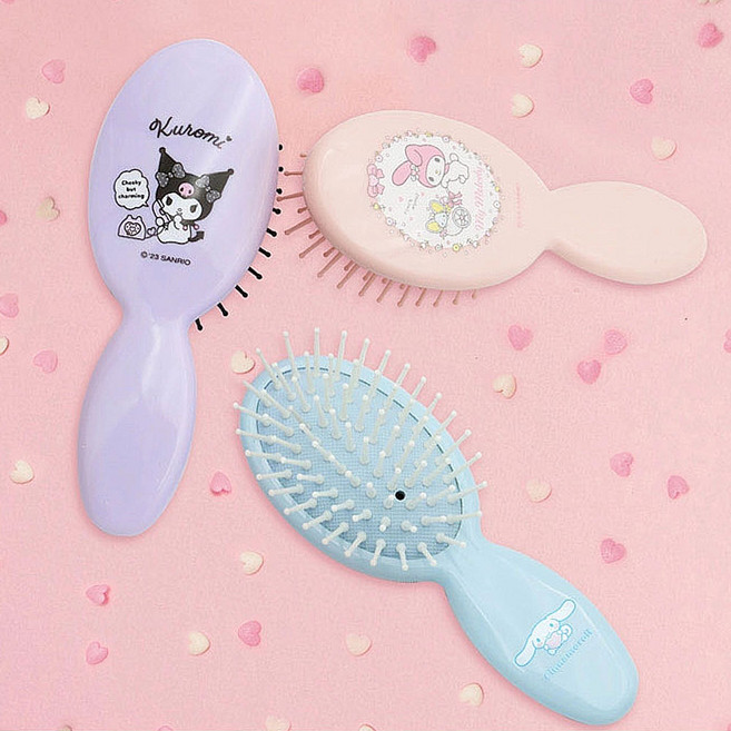 산리오 미니 쿠션브러시 휴대용빗 헤어브러쉬 캐릭터, 1개, 쿠로미