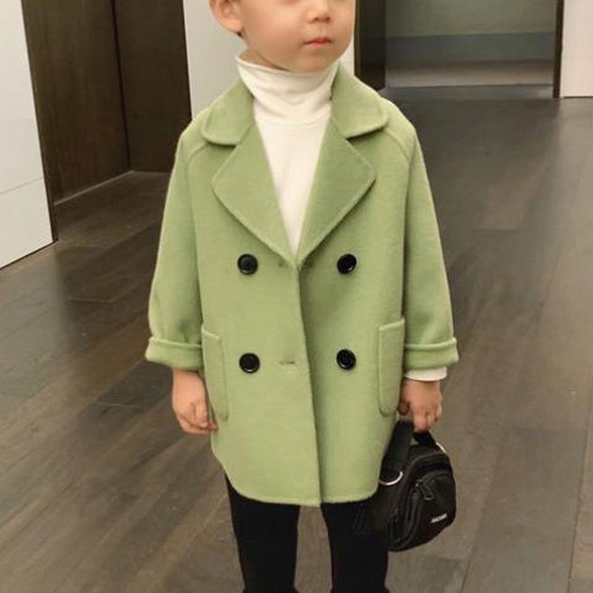 지디오 키즈 더블버튼 코트 퀼팅 안감 하프 기장 자켓 왕단추 점퍼 겨울 남아 여아 잠바 투버튼