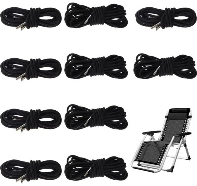 중력 의자용 DICOSMETIC 16Pcs 2가지 크기 교체 코드 블랙 탄성 번지 쇼크 야외 파티오 리클라이너 의자 라운지 스트링 스트레치 - 쿠팡