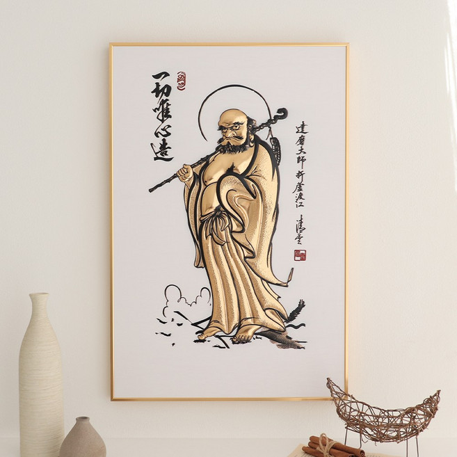 빌라드하우스 프리미엄 3D 입체 황금 달마도 액자, 골드