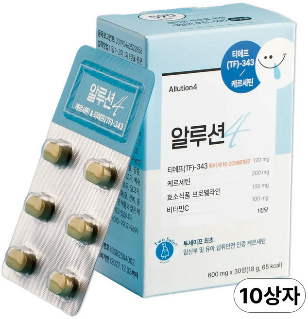 알루션 TF343 퀘르세틴 케르세틴 브로멜라인 비타민C 삼백초, 10박스, 30정