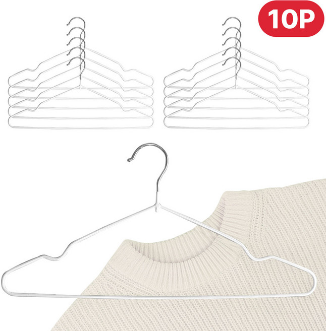 논슬립 옷걸이 어깨뿔방지 티셔츠 옷가게, 화이트, 10개