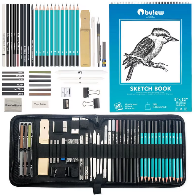 BVIEW STUDIO 프리미엄 50종 3색 스케치북 포함 스케치 드로잉 미술 전문가용 학생 학교 선물, 1세트