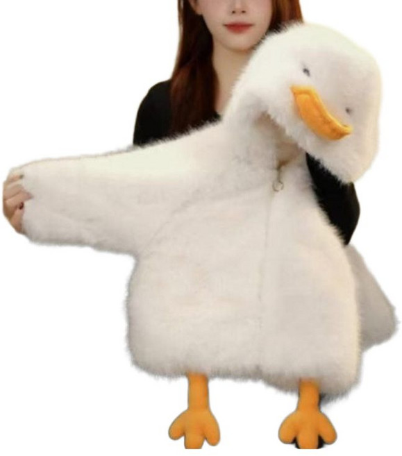 여아 겨울 퍼자켓 귀여운 오리 후드 아동 방한 외투