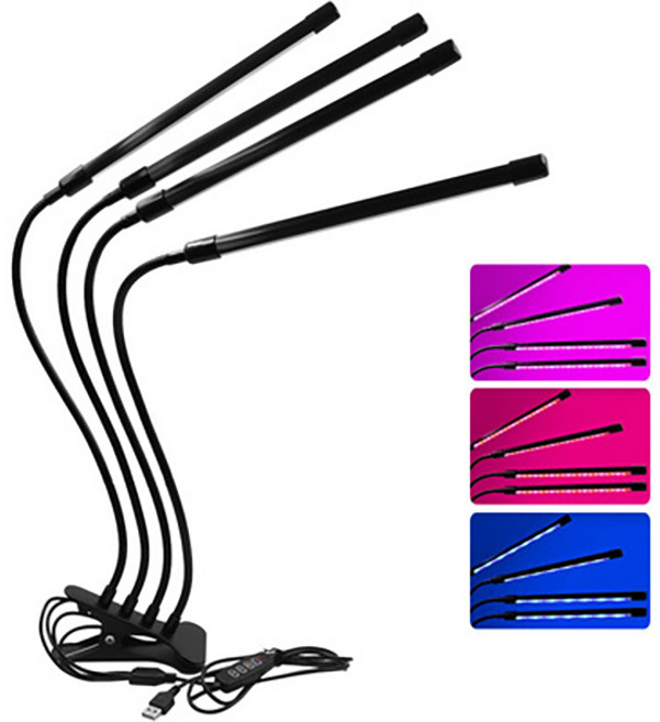 치프몰 LED 식물 성장 조명 전구 식물 생장 4구, 1개