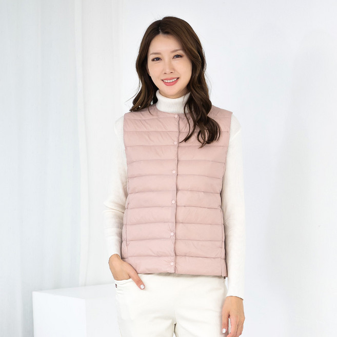 엄마옷 라운드 베이직 초경량패딩조끼 5CVB09156마담 미시 중년여성 빅사이즈 50대 60대 70대 할머니옷