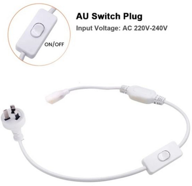 조광기 스위치가있는 AC 전원 플러그 공급 장치 COB LED 스트립 조명용 와이어/코드 110v 220v EU 288led/m 360led/m 케이블, [10]Switch Plug 220V AU, 1개