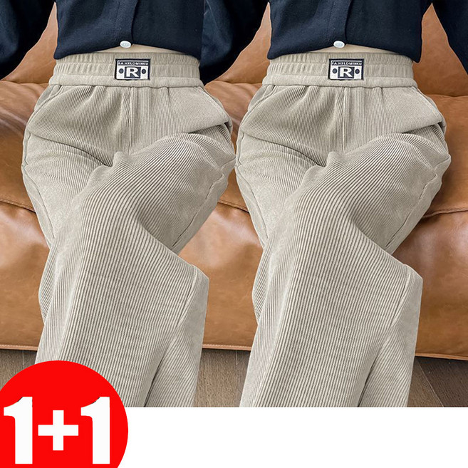 지고다그 1+1 여성 봄가을 골덴 와이드 팬츠 루즈핏 하이웨스트 캐주얼 일자바지 GJX4239