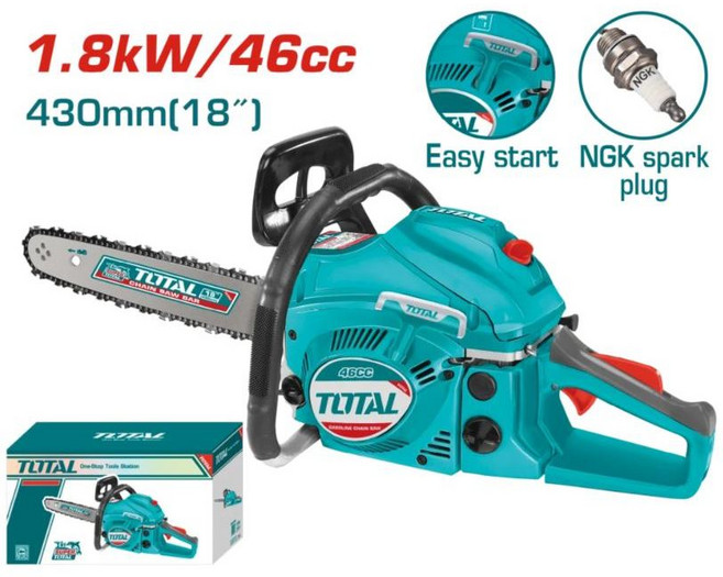 TOTAL 二行程引擎鏈鋸機 1.8kW/46cc 18吋, 1個