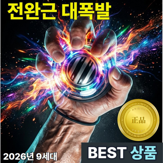 위드밸류 9세대 자이로볼 전완근 악력 손목 스트레칭 운동기구 홈트 파워볼, 1개, 딥 클리어 블랙