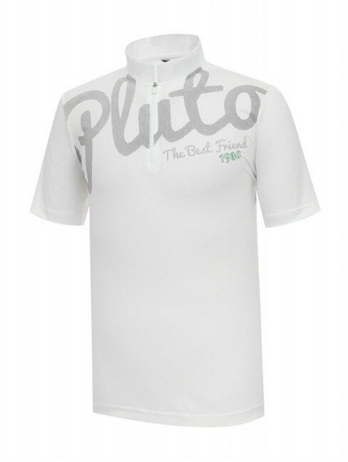 디즈니골프 디즈니골프 남성 반집업 레터링 스판 하프넥 반팔 티셔츠 DO2MTS038