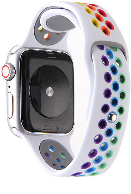Apple Watch 38mm 42mm 40mm 44mm 소프트 실리콘 밴드 통기성 스포츠 실리콘 스트랩과 호환되는 시계 밴드, 화이트 / 컬러