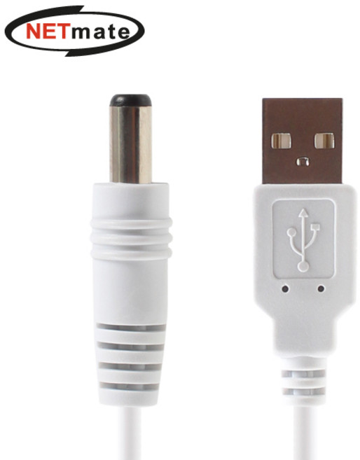 강원전자 넷메이트 NMC-UP21W USB 전원 케이블 1m (5.5x2.1mm/1W/화이트), 1개