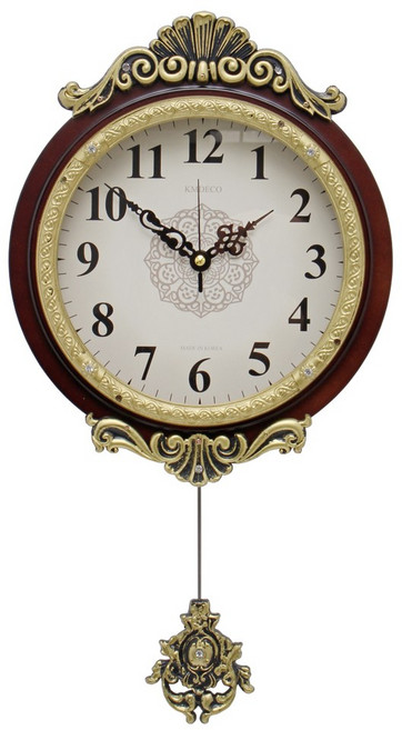 국산 엔틱 무소음 벽시계 클래식 벽걸이 시계, KM-305P