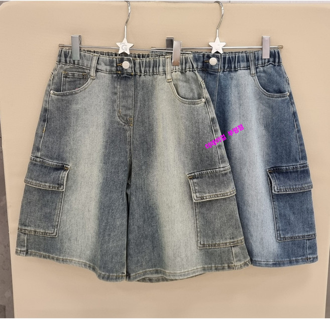 더데이걸 부평점 '26NEW 트렌디한 와이드핏 편하고 멋스러운 여아동 주니어 포켓 버뮤다 데님 팬츠