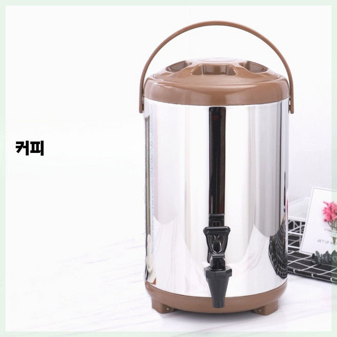 전기물끓이기 전기 온수 보온포트 대용량 육수통 6L 온수통, 1개, Q. 스틸 브라운 뚜껑 10L 밀크티 통