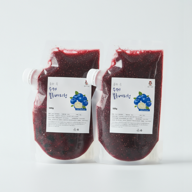 동화속 프리미엄 자일로스 홈카페 수제 블루베리청, 1개, 2개입, 500g